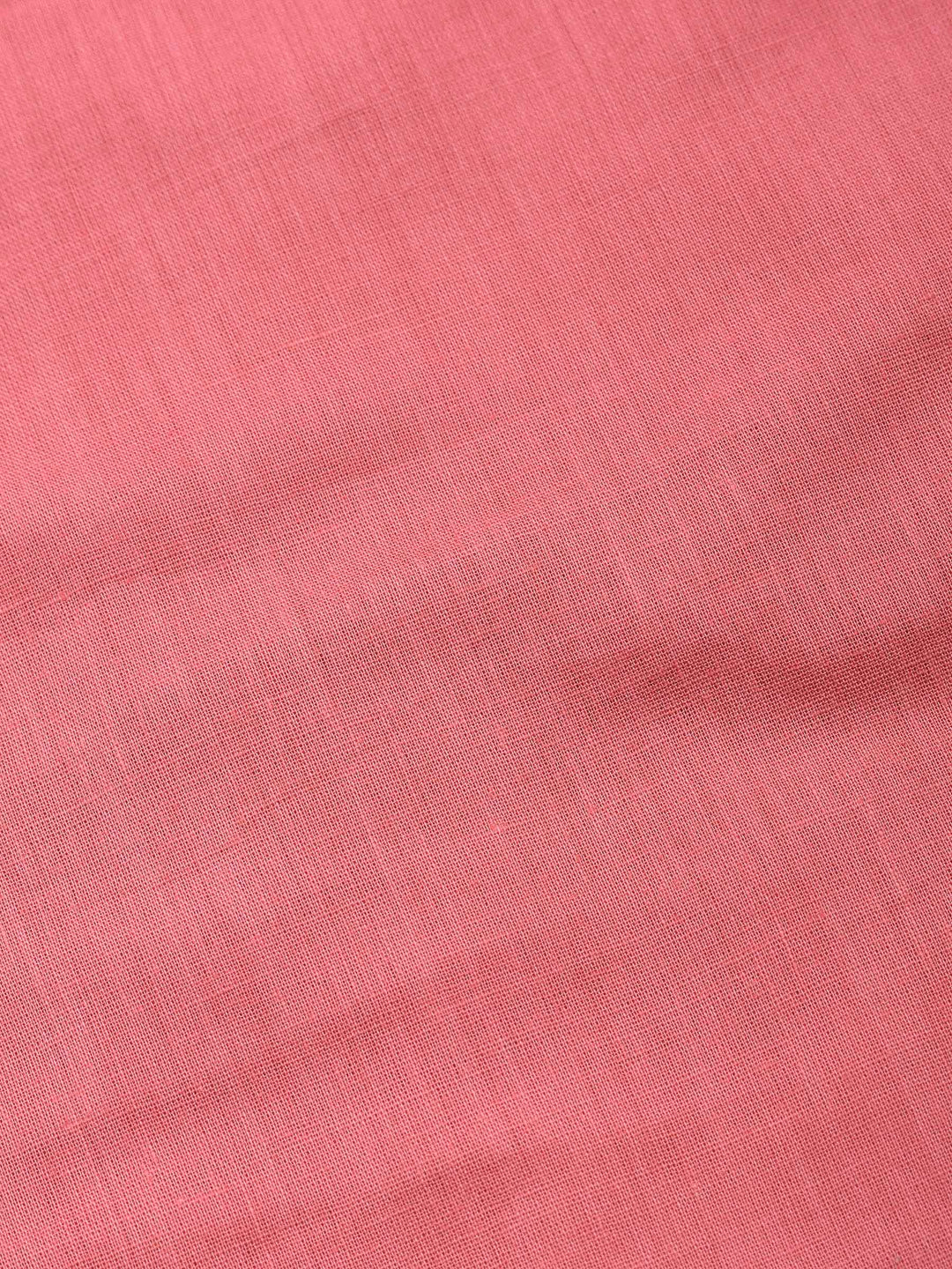 Pink Printed Cotton Blend Unstitched Suit &amp; Pant With Cotton Dupatta