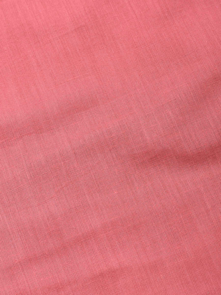 Pink Printed Cotton Blend Unstitched Suit &amp; Pant With Cotton Dupatta