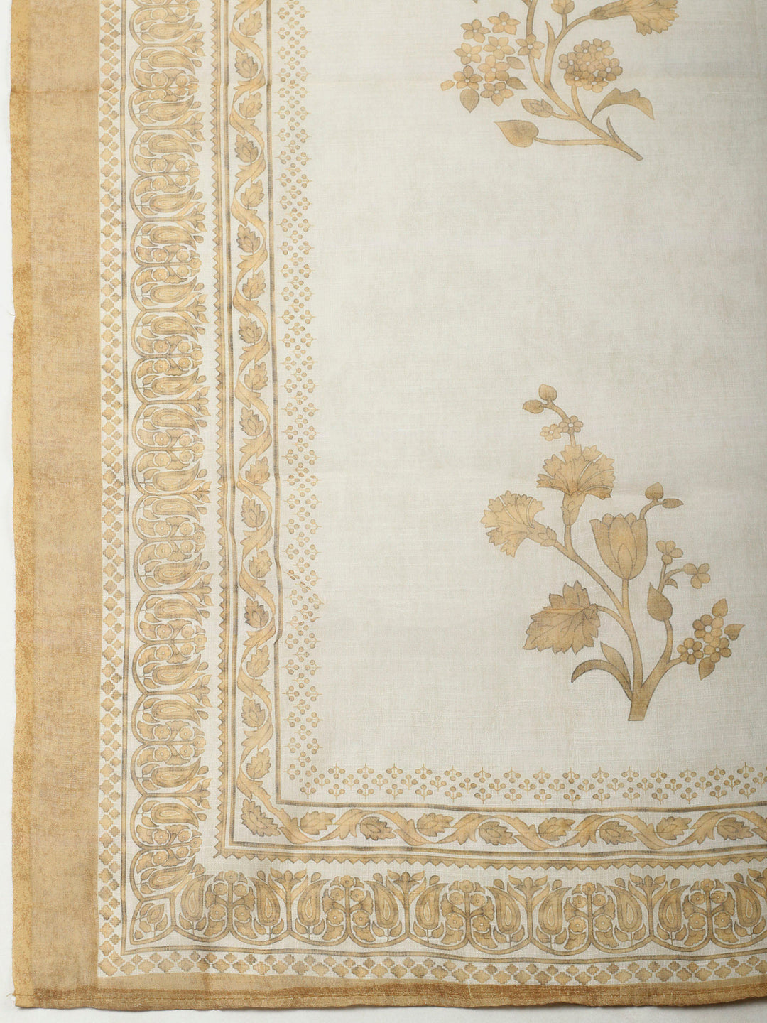 Mustard Printed Linen Unstitched Dress Material
