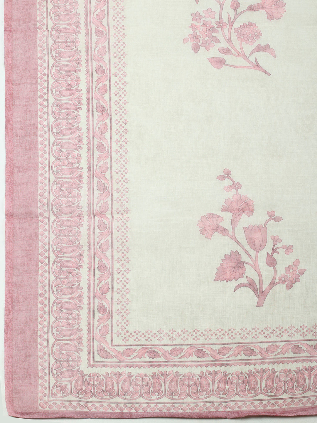 Pink Printed Linen Unstitched Dress Material