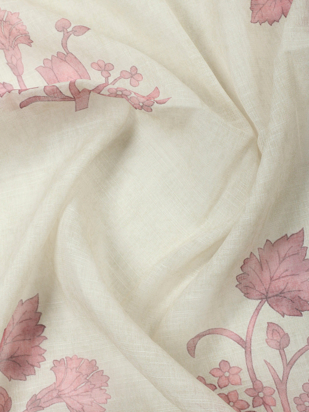 Pink Printed Linen Unstitched Dress Material