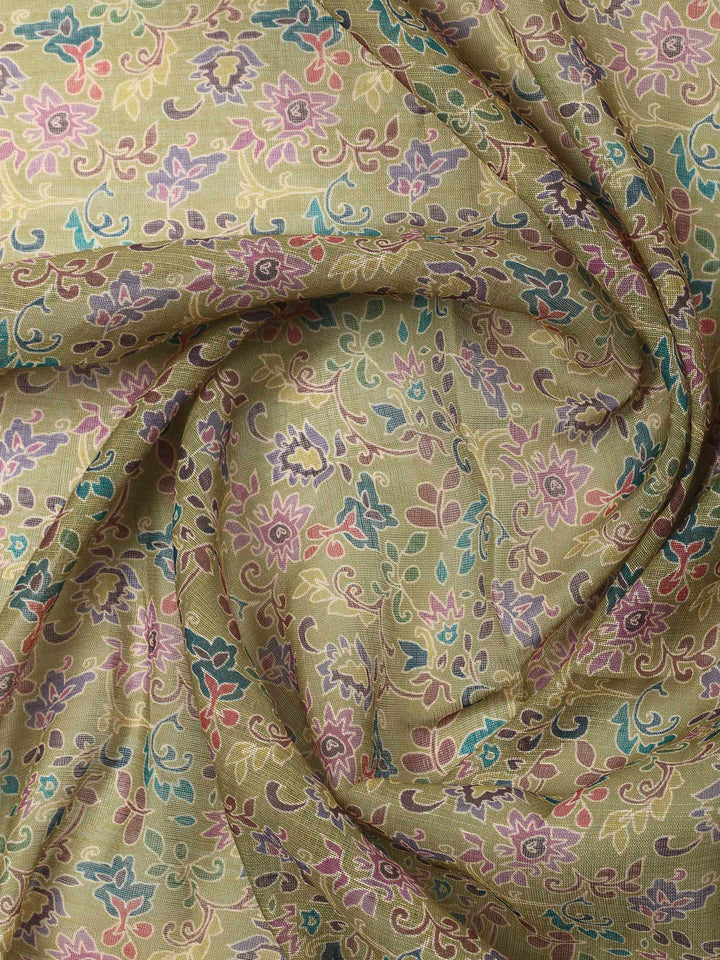 Green Embroidery Cotton Blend Unstitched Dress Material