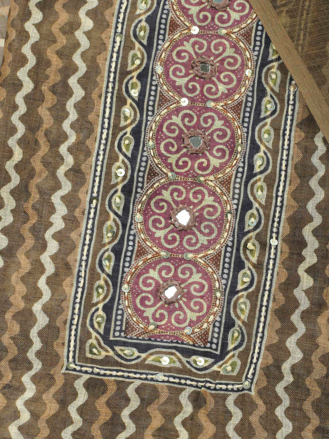 Mehndi Printed Chanderi Unstitched Dress Material