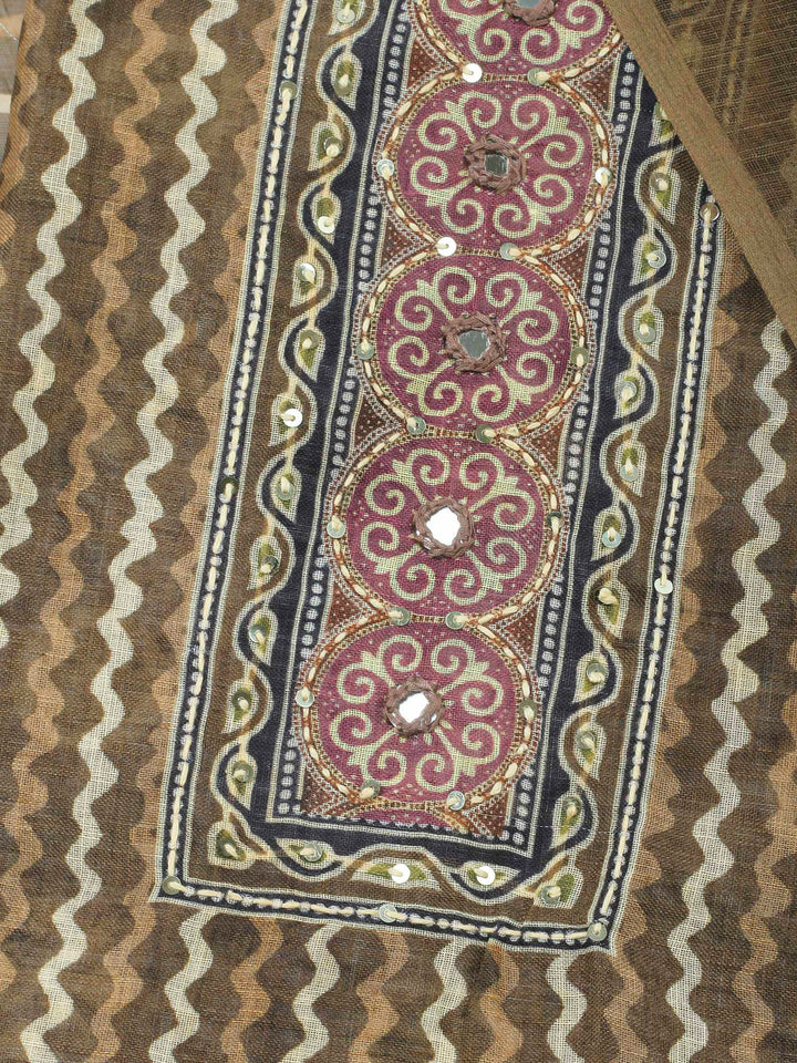 Mehndi Printed Chanderi Unstitched Dress Material