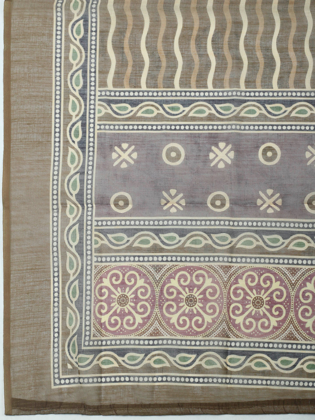 Mehndi Printed Chanderi Unstitched Dress Material