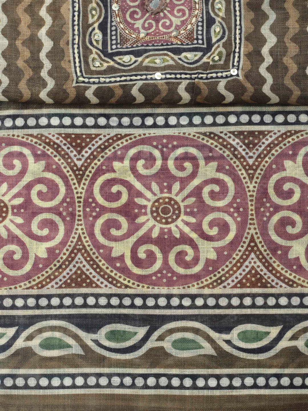 Mehndi Printed Chanderi Unstitched Dress Material