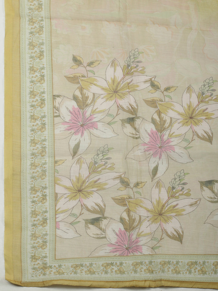 Lemon Printed Chanderi Unstitched Dress Material