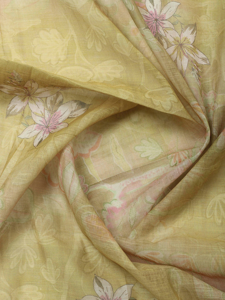 Lemon Printed Chanderi Unstitched Dress Material