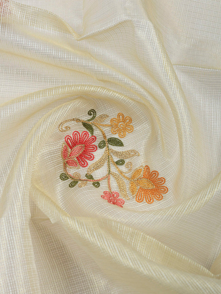 Golden Beige Embroidery Tissue Unstitched Dress Material