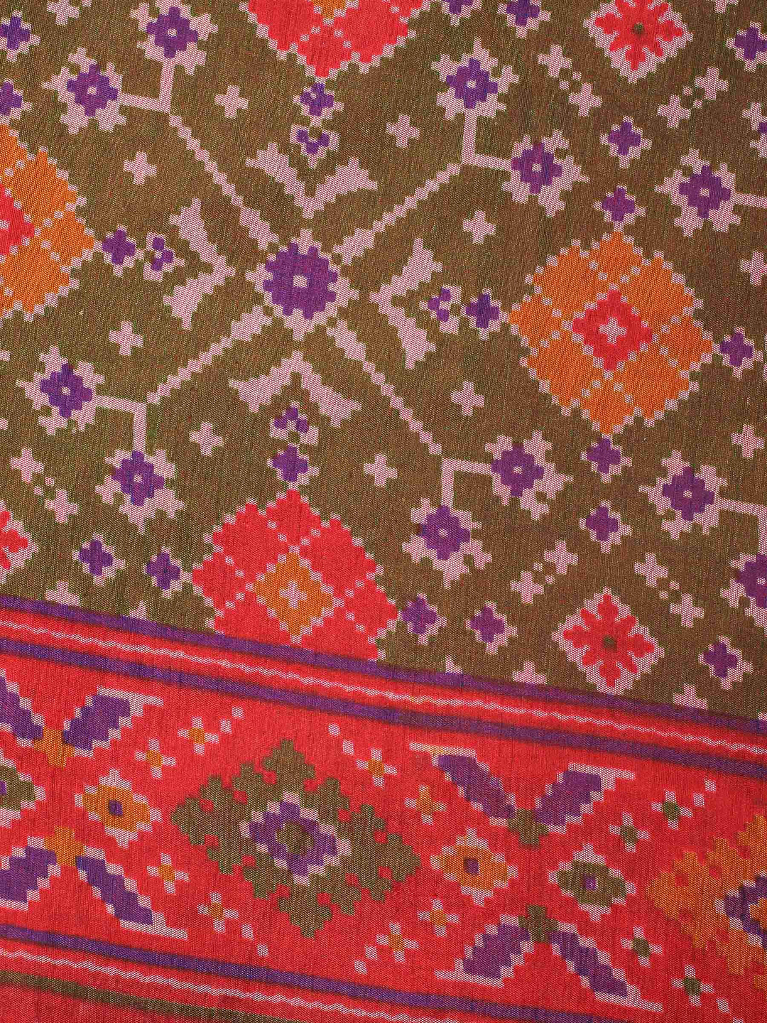 Mehndi Patola Printed Art Silk Unstitched Dress Material