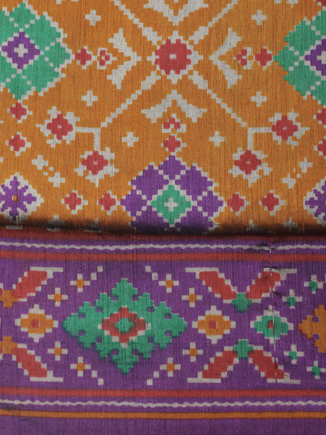 Mustard Patola Printed Art Silk Unstitched Dress Material