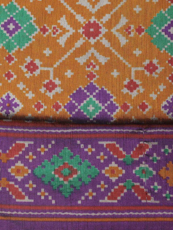 Mustard Patola Printed Art Silk Unstitched Dress Material