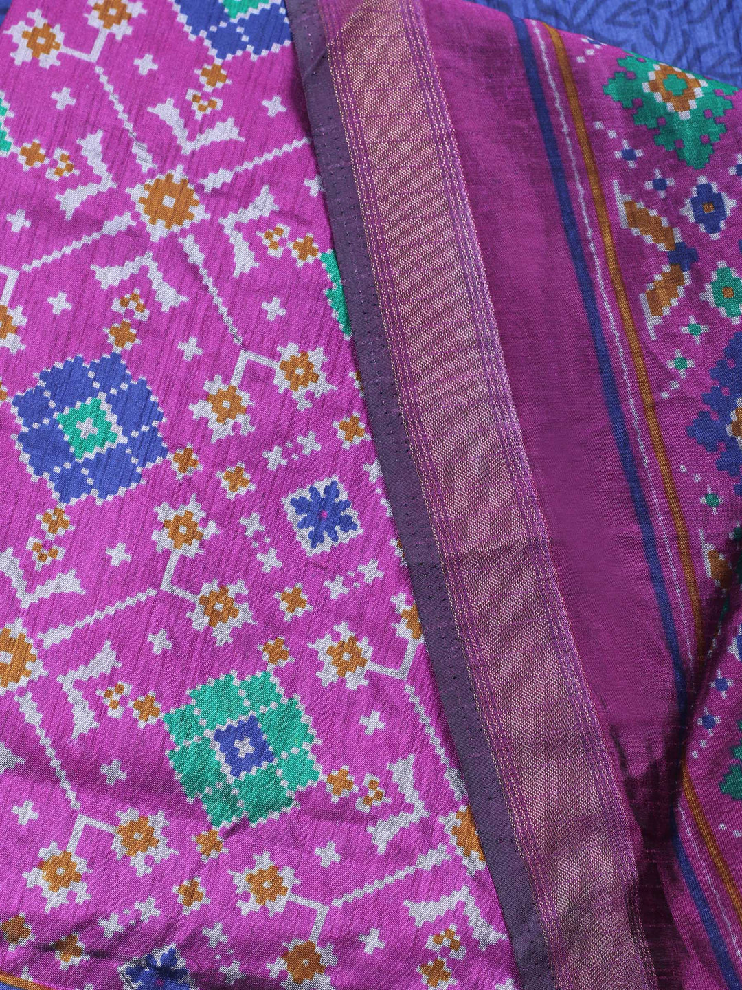 Pink Woven Design Art Silk Unstitched Suit &amp; Pant With Art Silk Dupatta