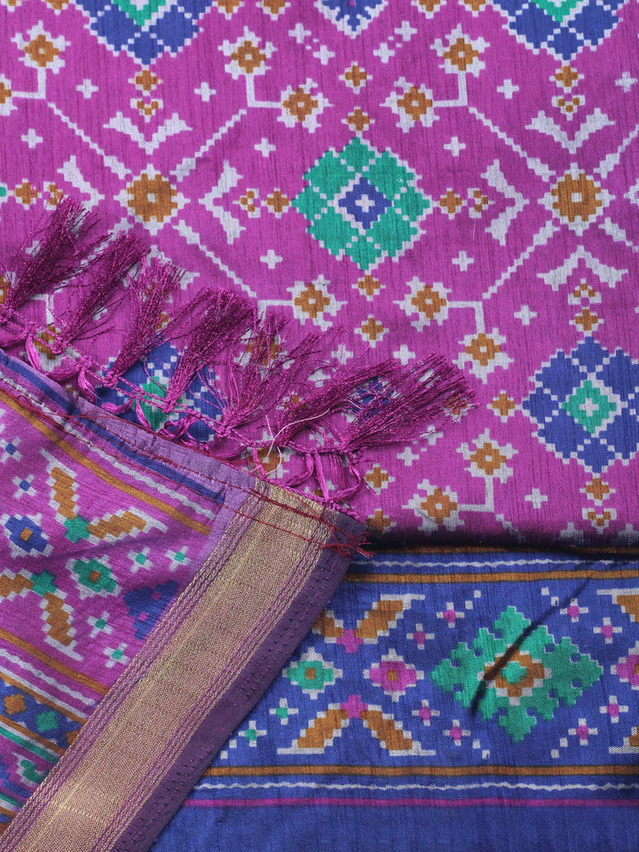 Pink Woven Design Art Silk Unstitched Suit &amp; Pant With Art Silk Dupatta