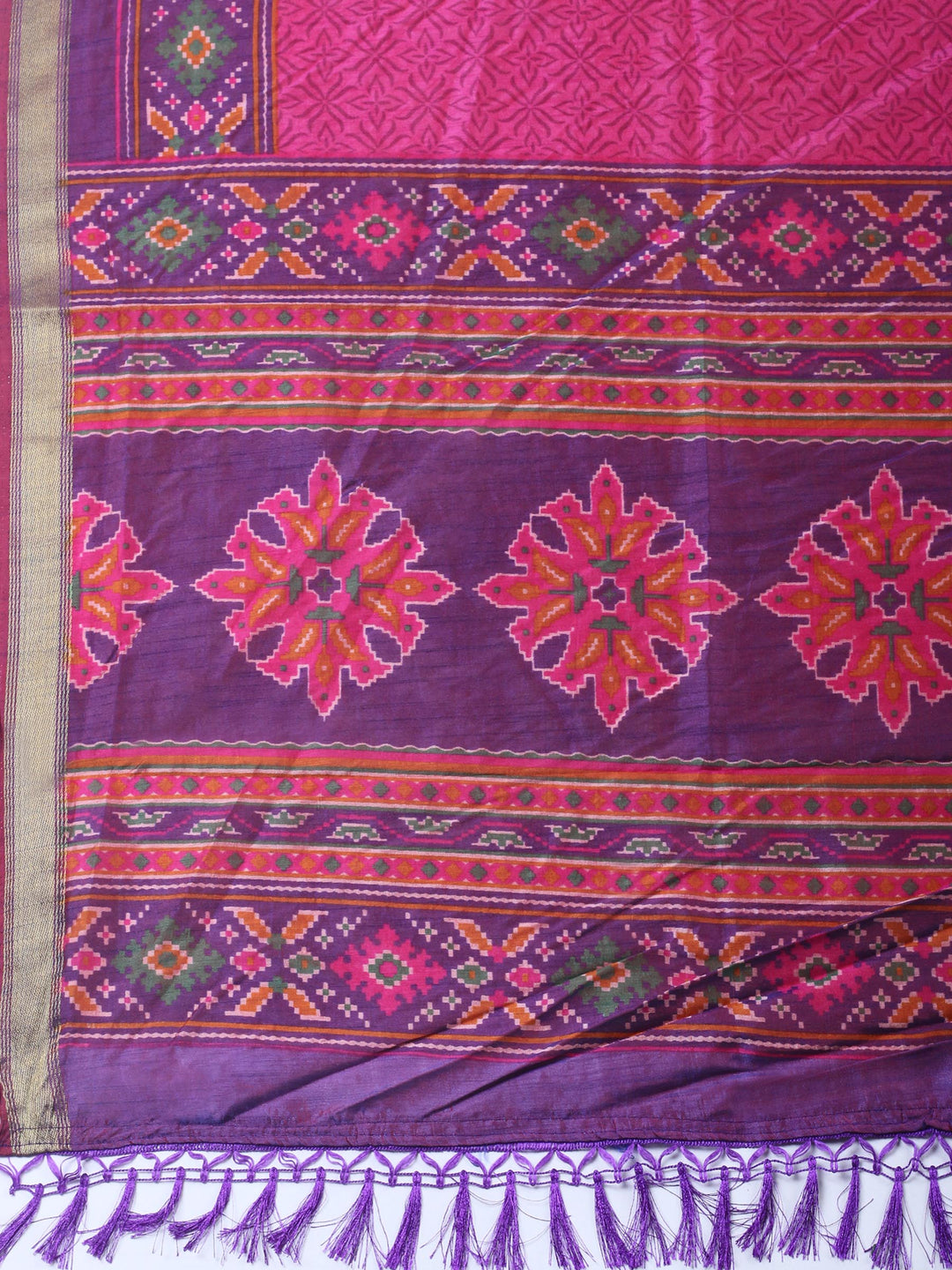 Purple Woven Design Art Silk Unstitched Suit &amp; Pant With Art Silk Dupatta