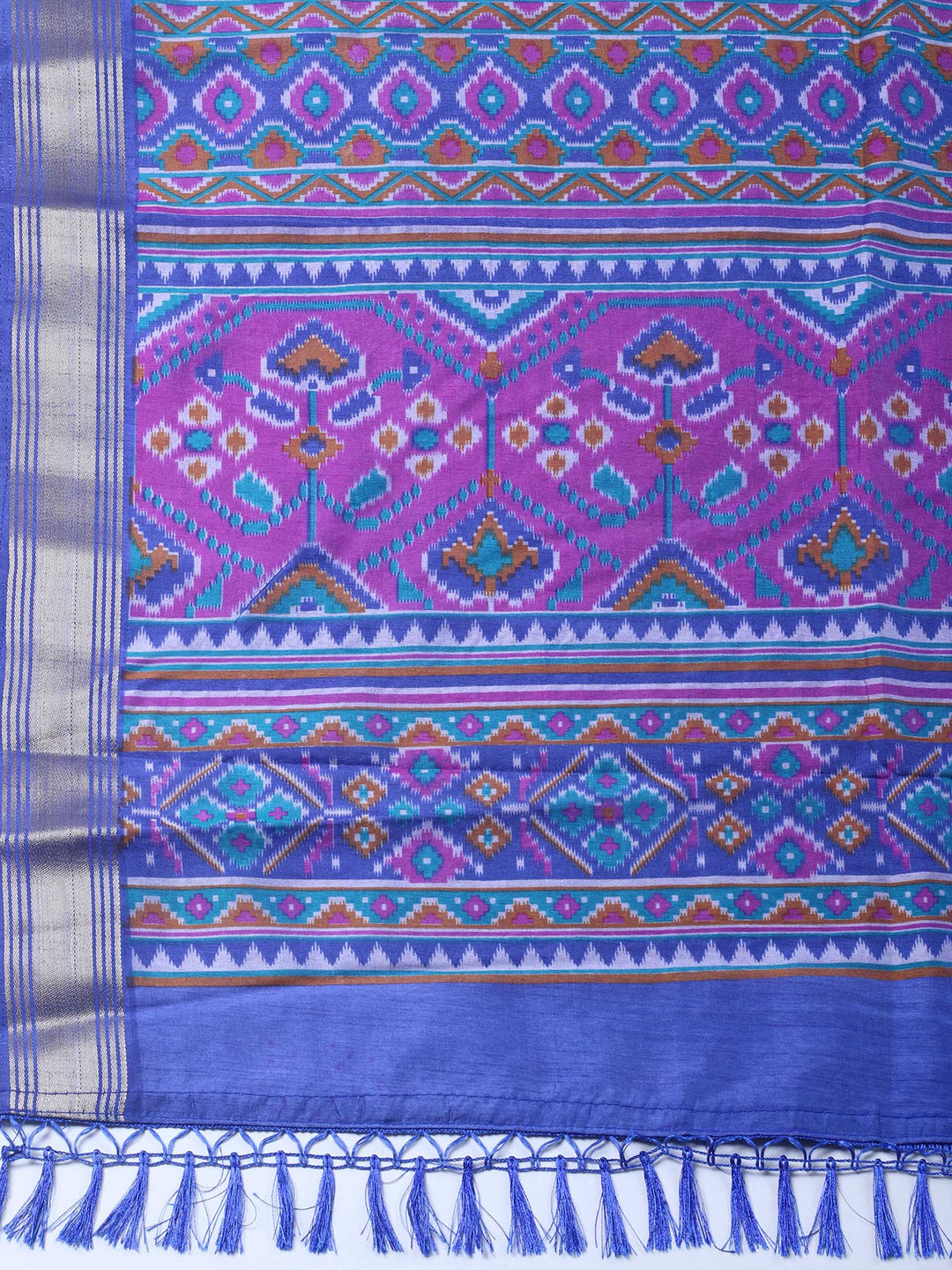 Blue Woven Design Art Silk Unstitched Suit &amp; Pant With Art Silk Dupatta
