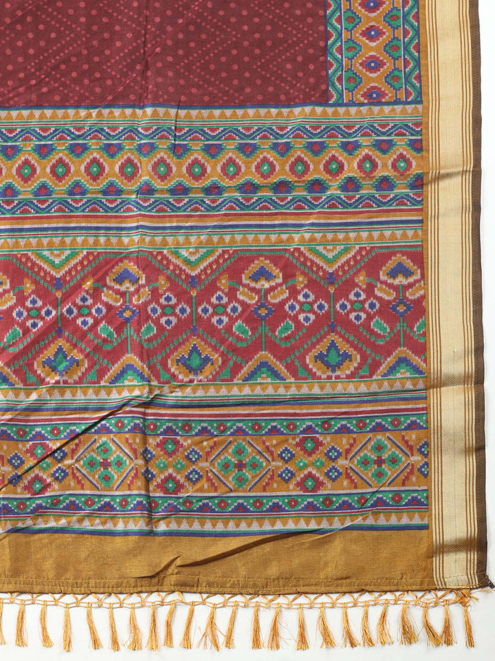 Mustard Woven Design Art Silk Unstitched Suit &amp; Pant With Art Silk Dupatta