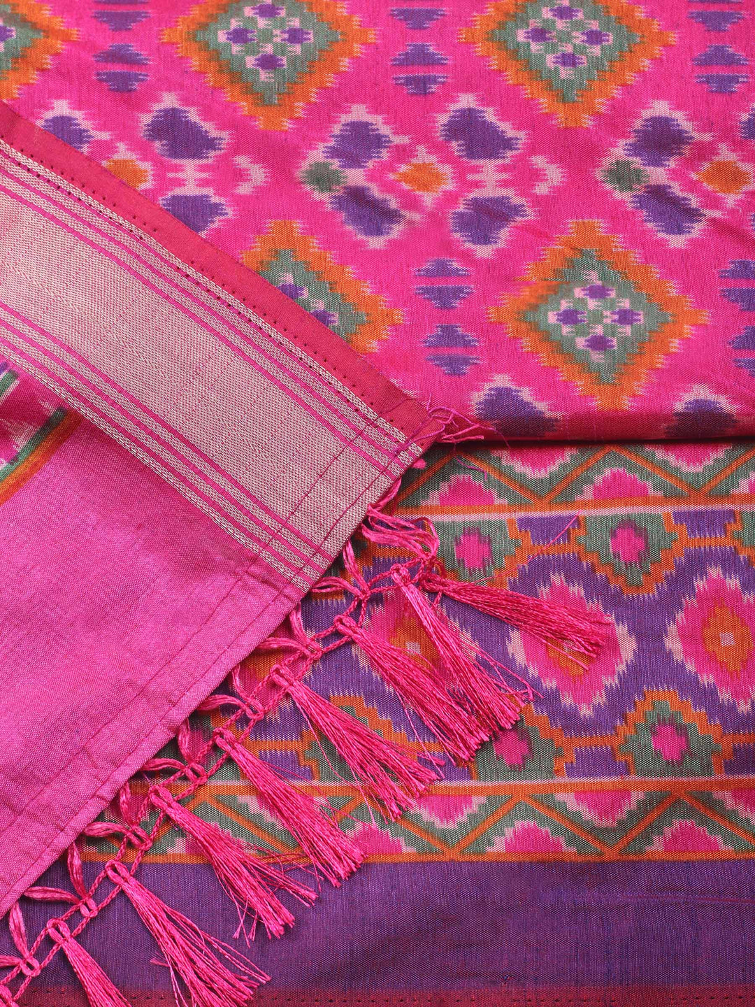 Pink Woven Design Art Silk Unstitched Suit &amp; Pant With Art Silk Dupatta