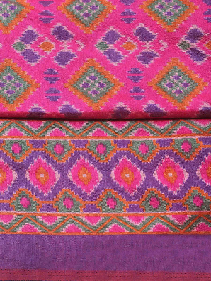 Pink Woven Design Art Silk Unstitched Suit &amp; Pant With Art Silk Dupatta