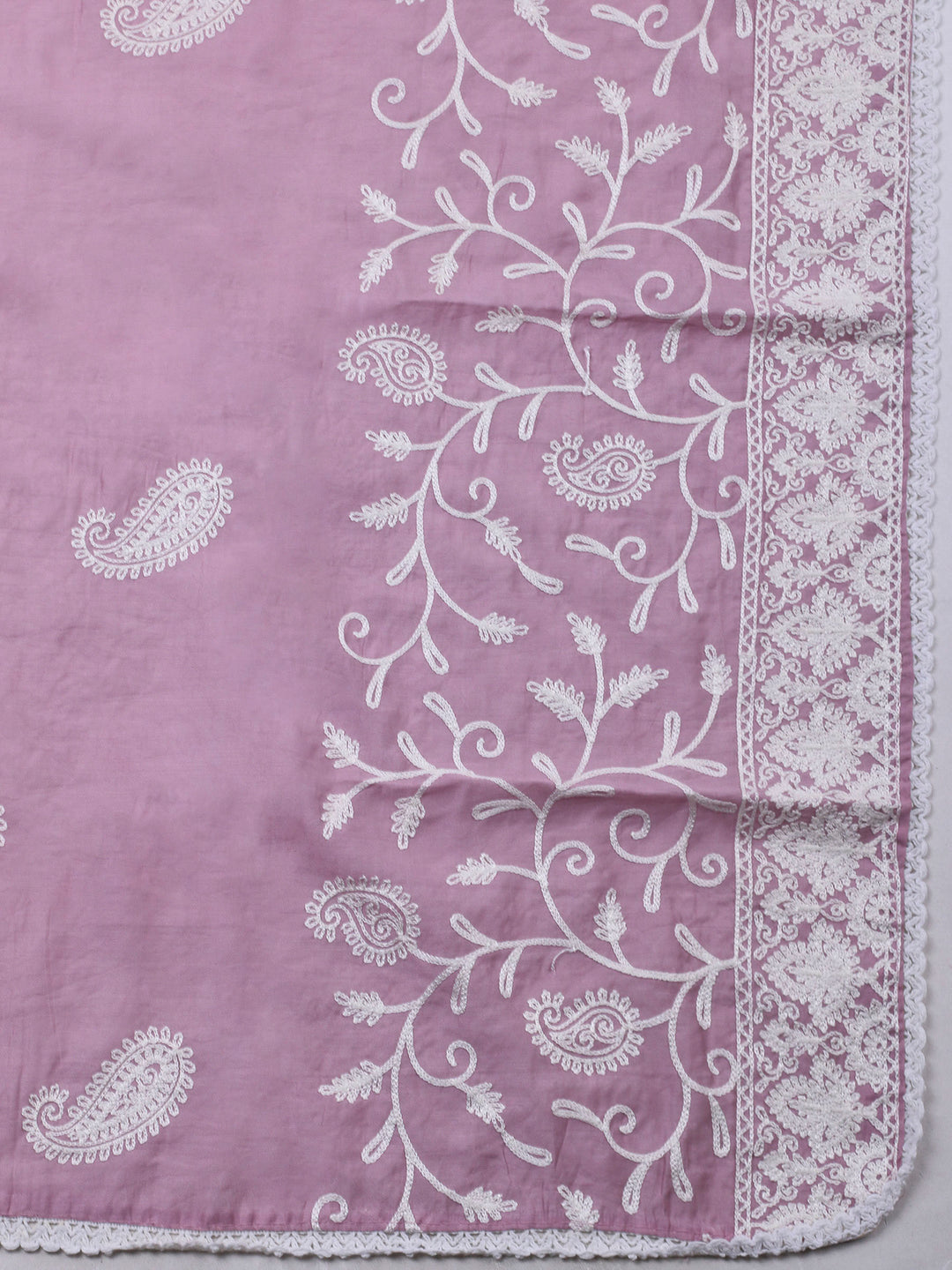 Pink Lavender Embroidery Cotton Blend Unstitched Dress Material