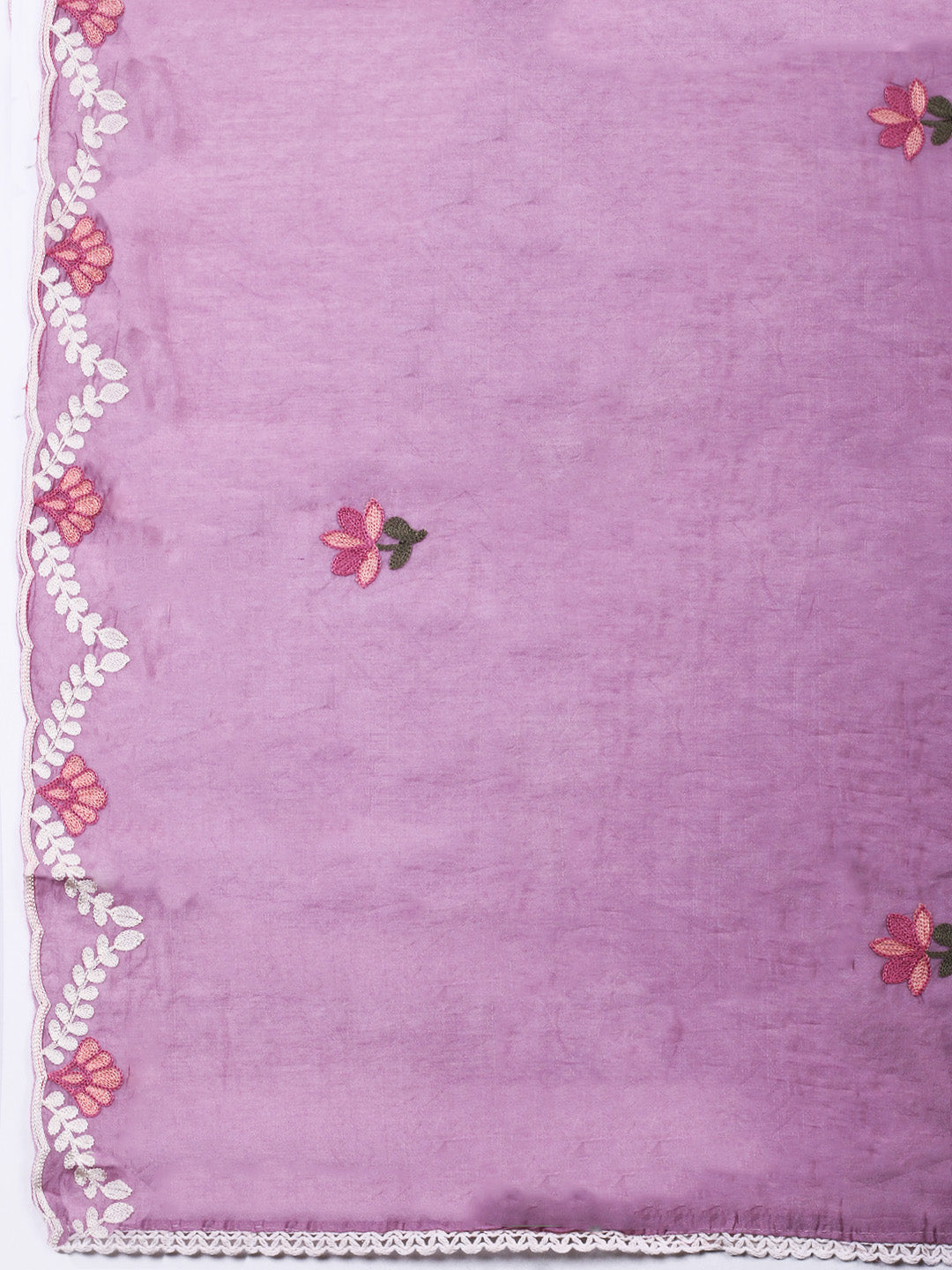 Pink Lavender Embroidery Art Silk Unstitched Dress Material