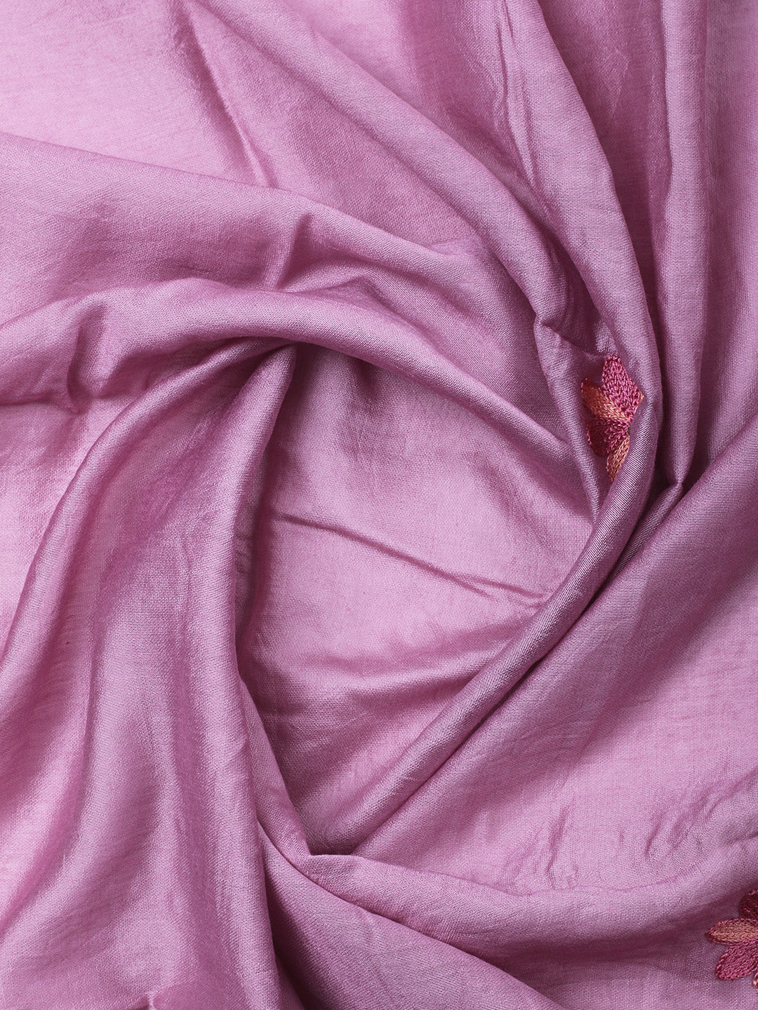 Pink Lavender Embroidery Art Silk Unstitched Dress Material