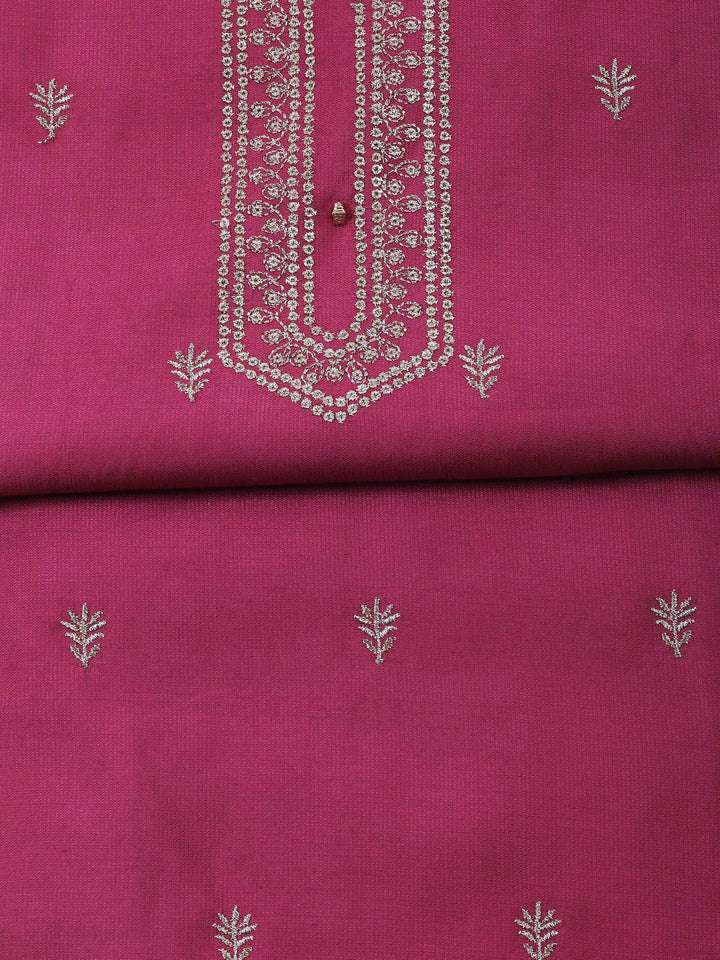Dull Pink Embroidery Cotton Blend Unstitched Dress Material