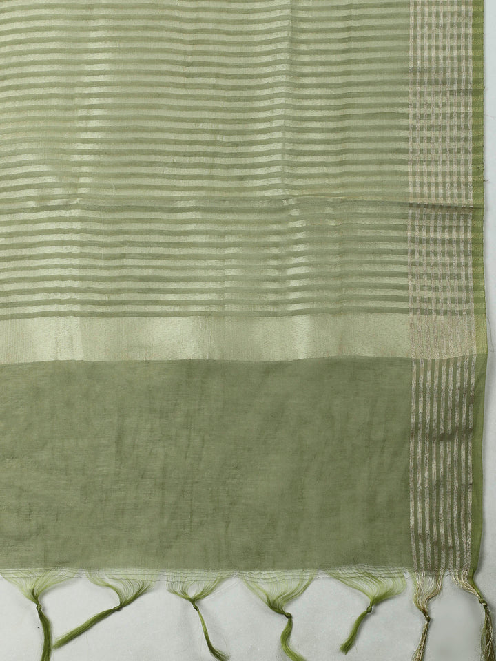 Green Embroidery Cotton Blend Unstitched Dress Material