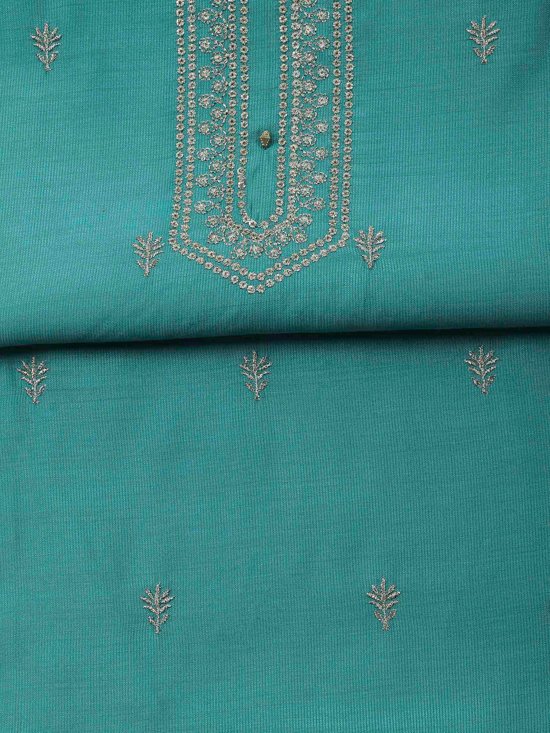 Sea Green Embroidery Cotton Blend Unstitched Dress Material