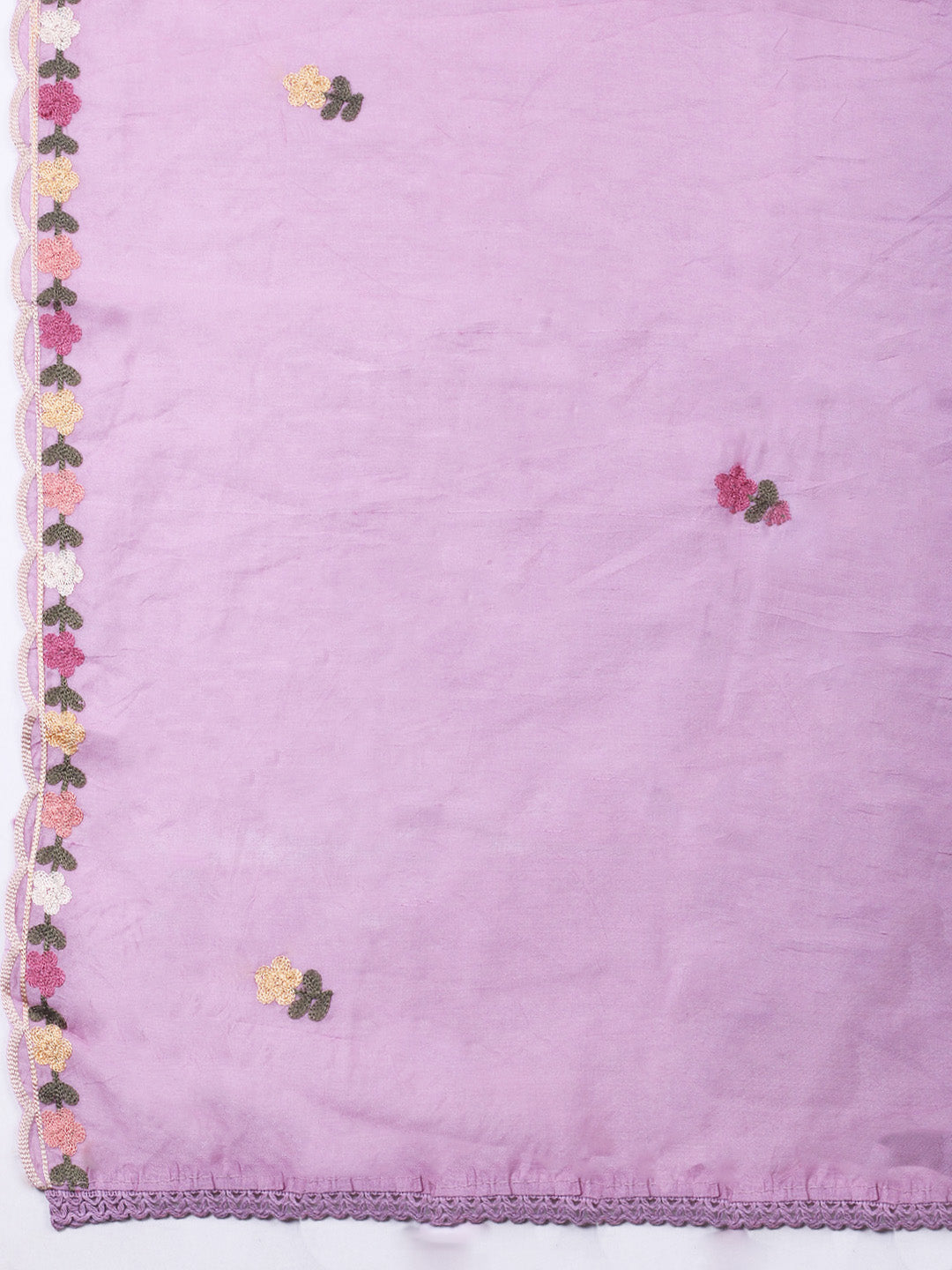 Pink Lavender Embroidery Art Silk Unstitched Dress Material