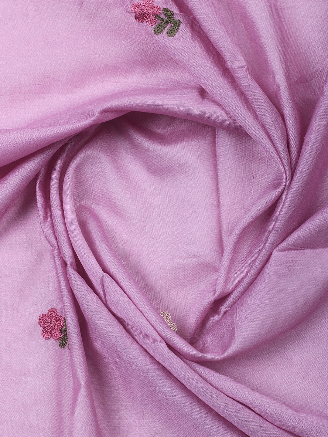 Pink Lavender Embroidery Art Silk Unstitched Dress Material