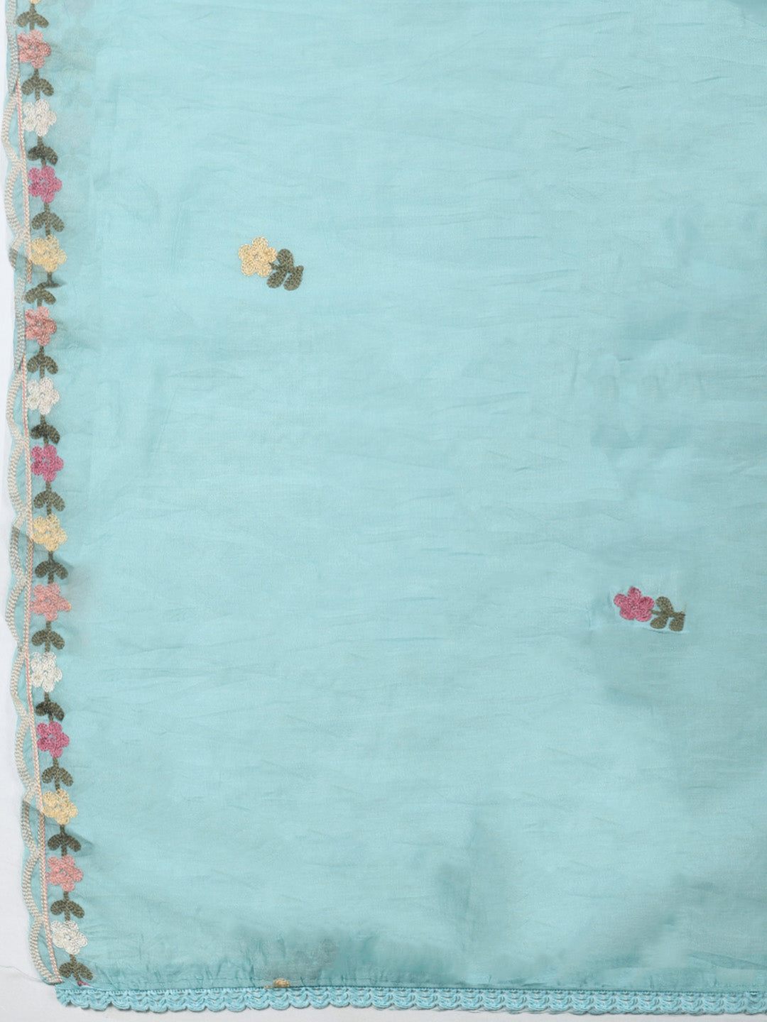 Sky Blue Embroidery Art Silk Unstitched Dress Material