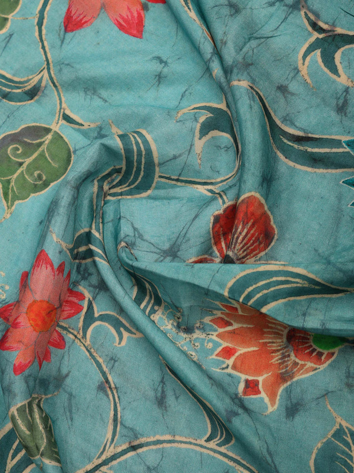 Aqua Blue Printed Kurta With Pant &amp; Dupatta