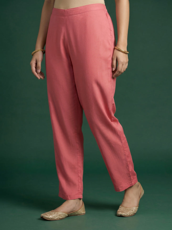 Cream Pink Printed Cotton Blend Suit Set