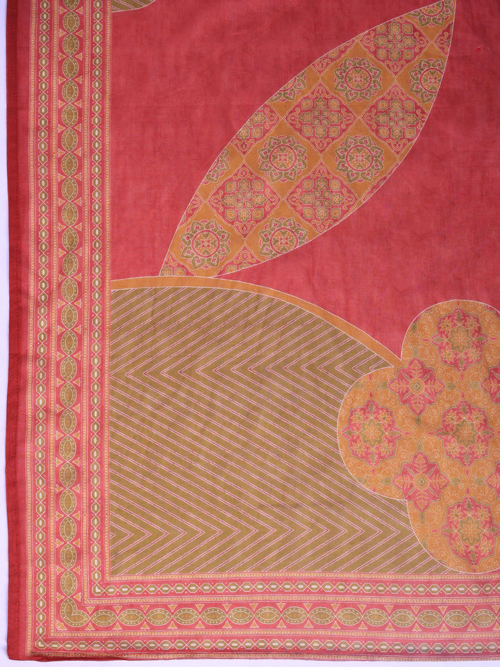 Dull Pink Printed Cotton Blend Kurta With Pant &amp; Dupatta