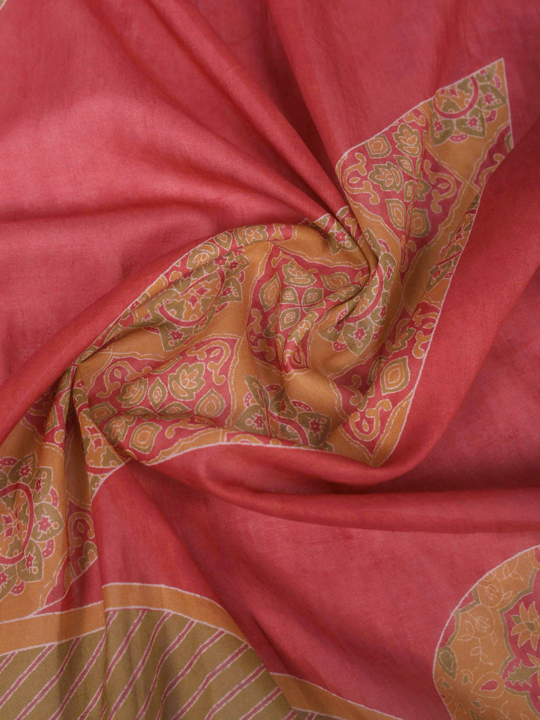 Dull Pink Printed Cotton Blend Kurta With Pant &amp; Dupatta