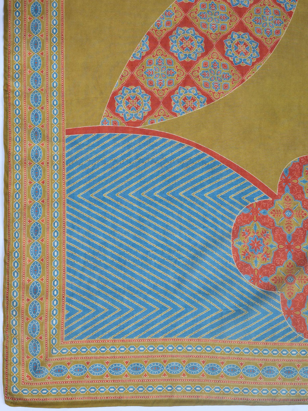 Mehndi Printed Cotton Blend Kurta With Pant &amp; Dupatta