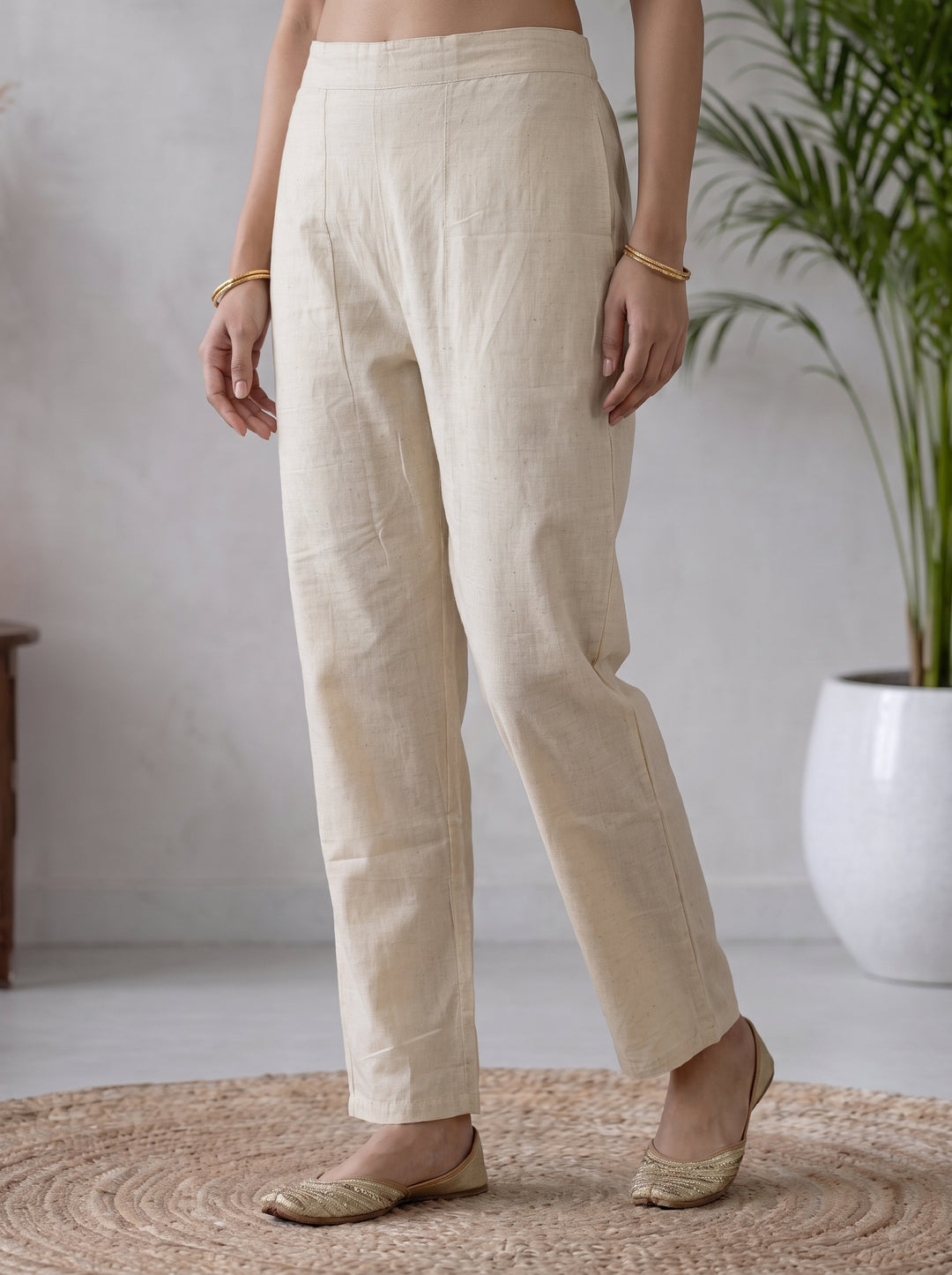 Off White Printed Cotton Blend Kurta With Pant &amp; Dupatta