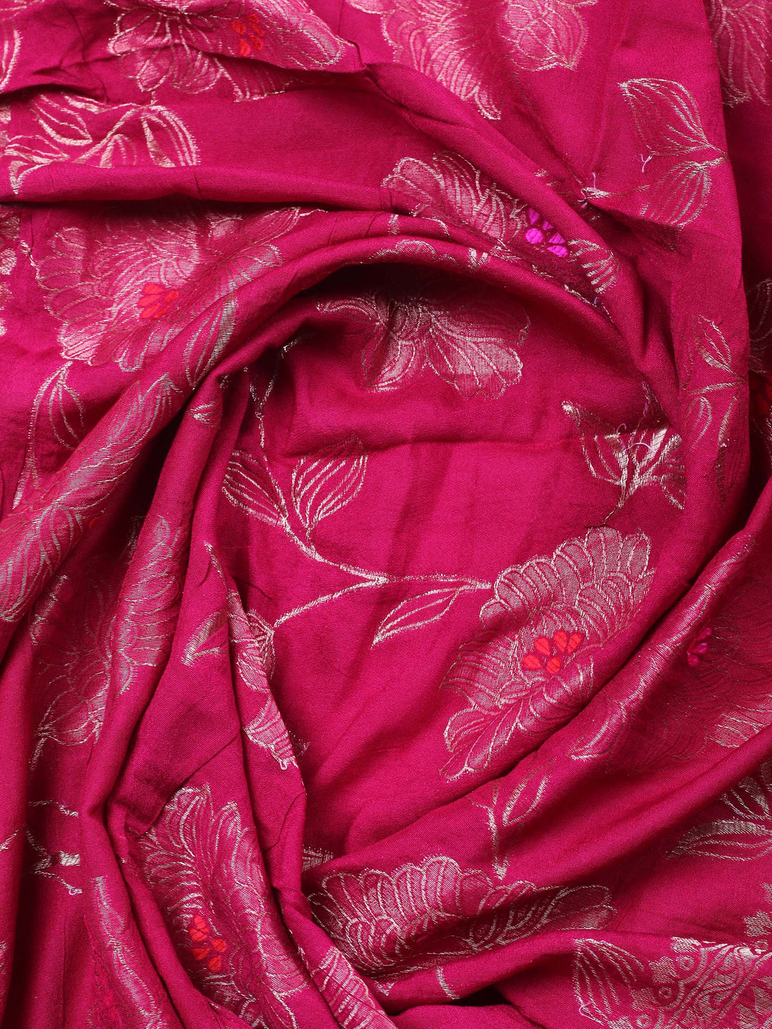 Rani Embroidered Cotton Blend Unstitched Suit &amp; Pant With Banarsi Dupatta