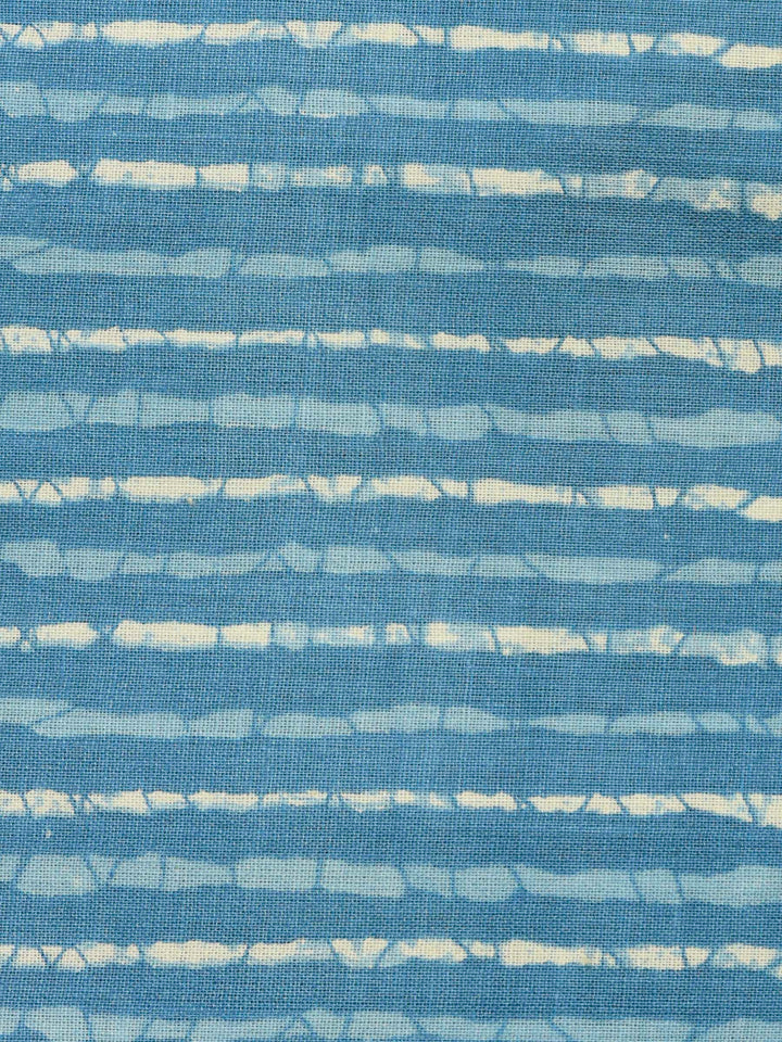 Blue Printed Cotton Blend Unstitched Dress Material