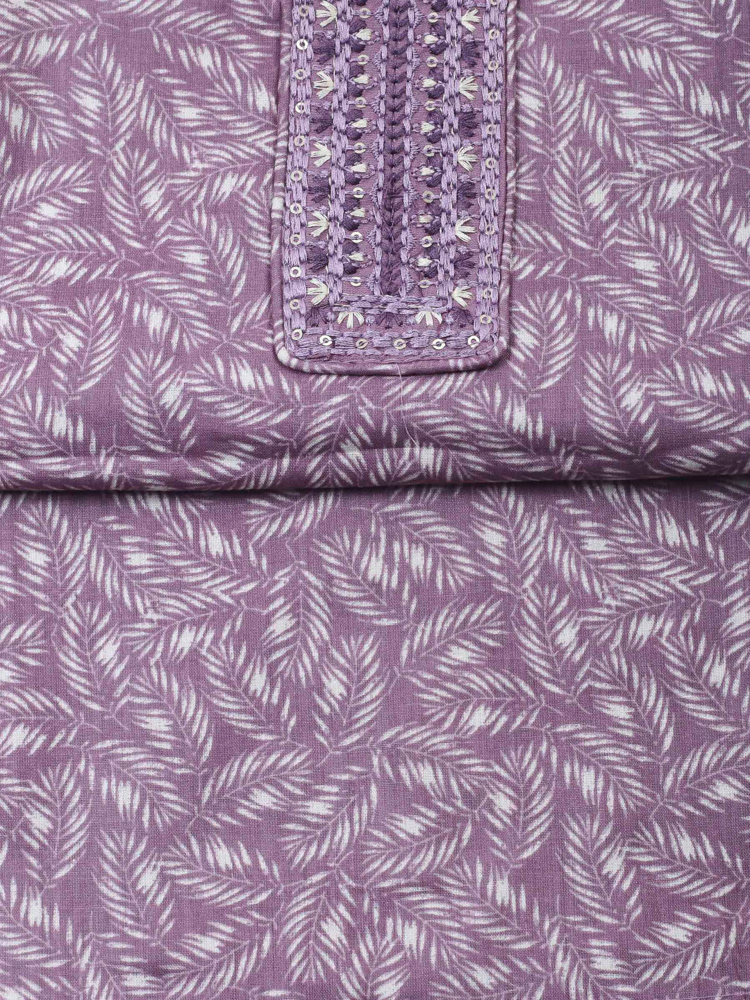 Lavender Printed Cotton Blend Unstitched Dress Material