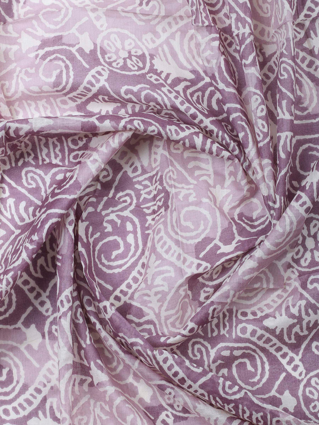 Lavender Printed Cotton Blend Unstitched Dress Material