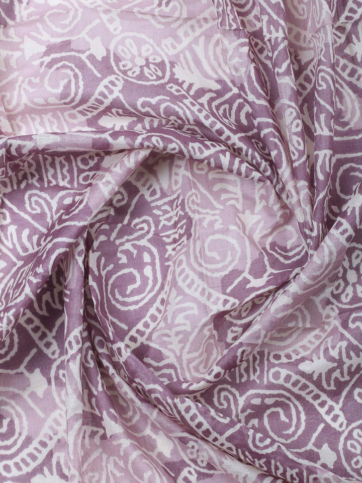 Lavender Printed Cotton Blend Unstitched Dress Material