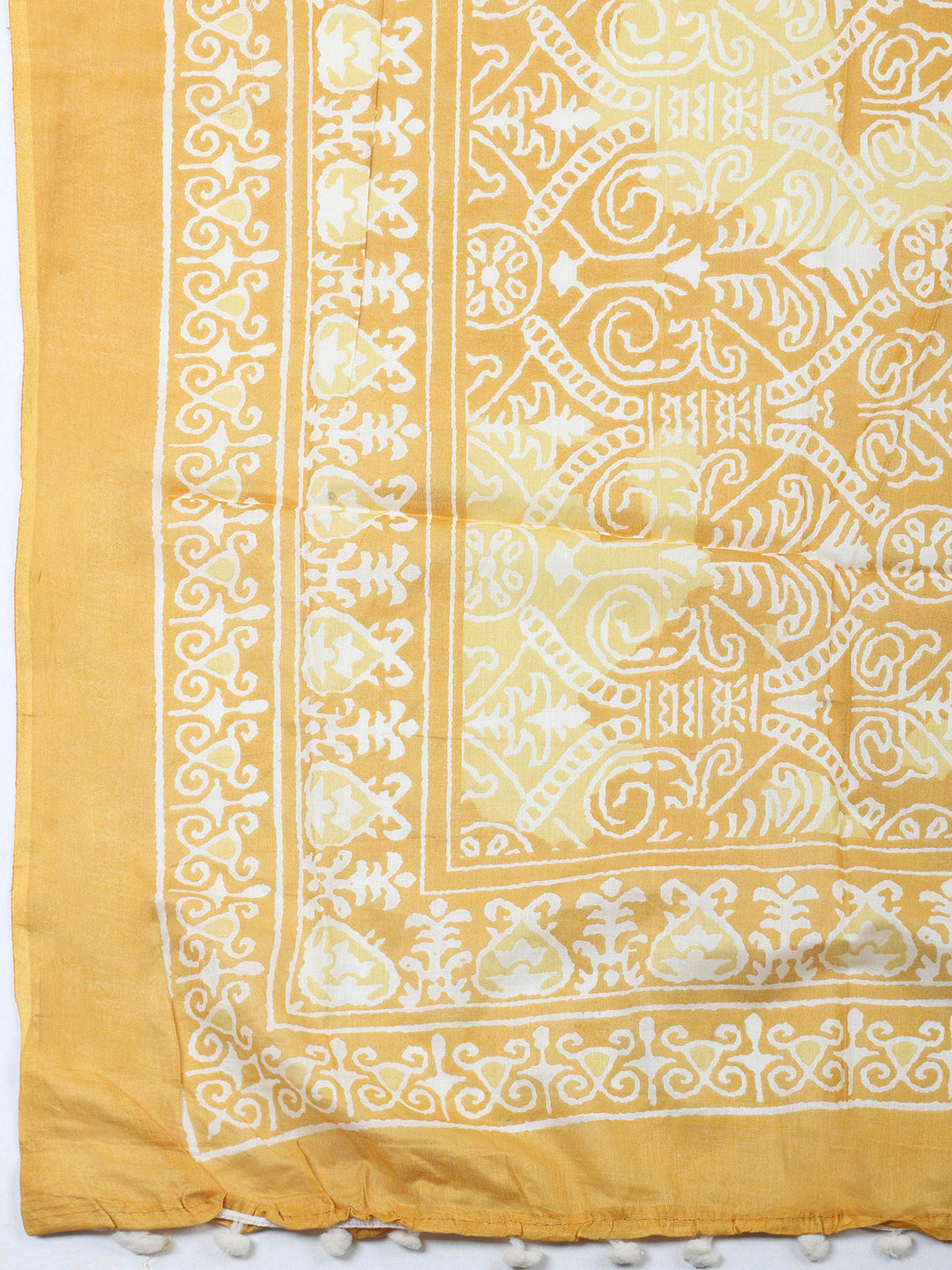 Mustard Printed Cotton Blend Unstitched Dress Material