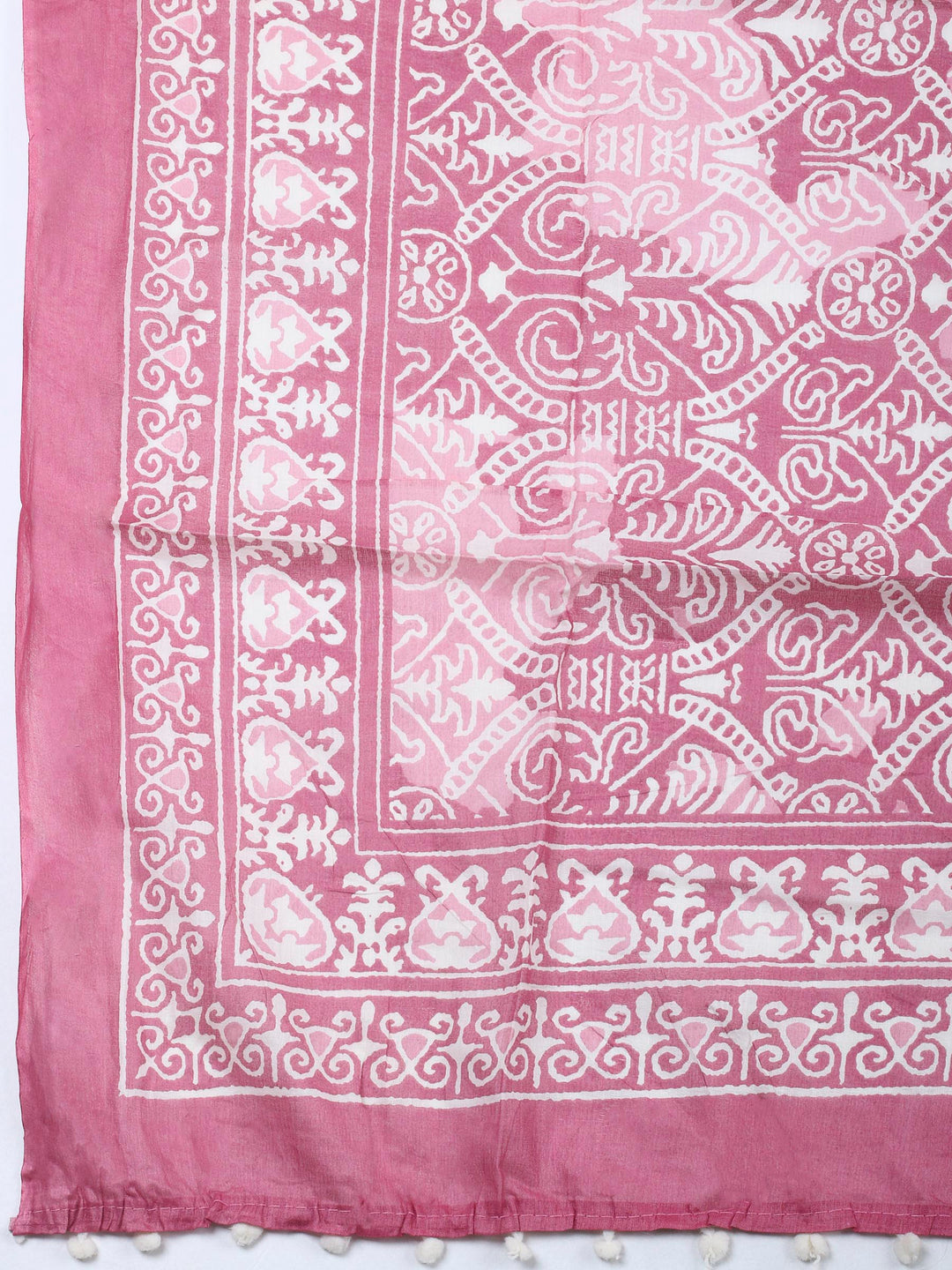 Pink Printed Cotton Blend Unstitched Dress Material