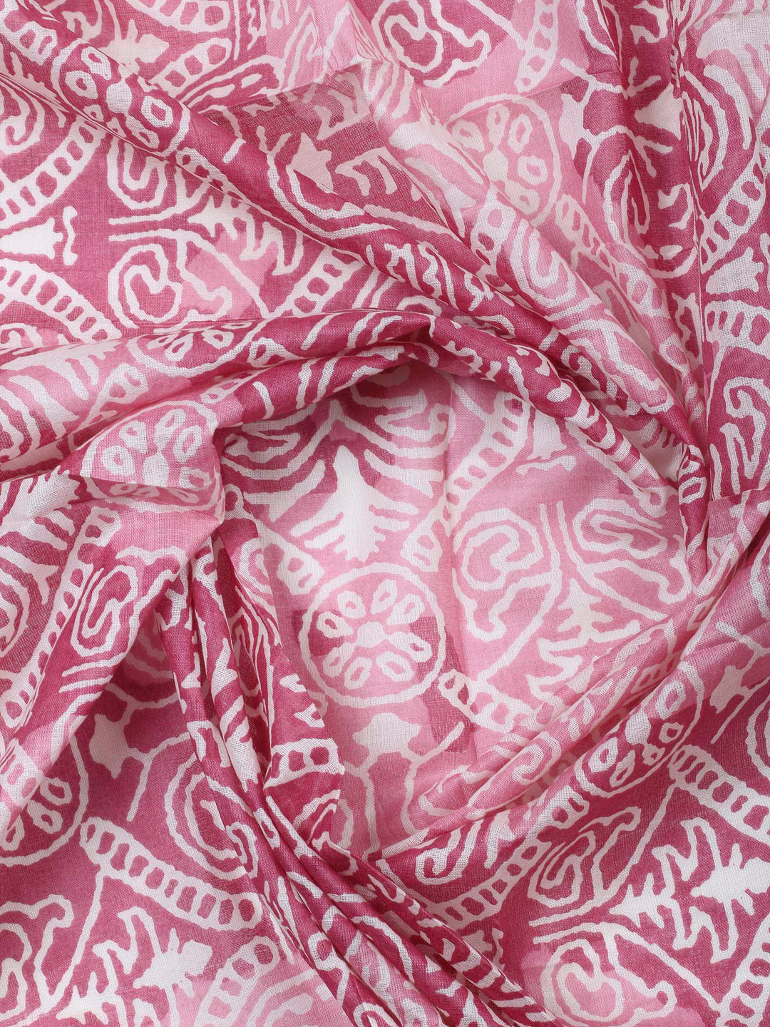 Pink Printed Cotton Blend Unstitched Dress Material