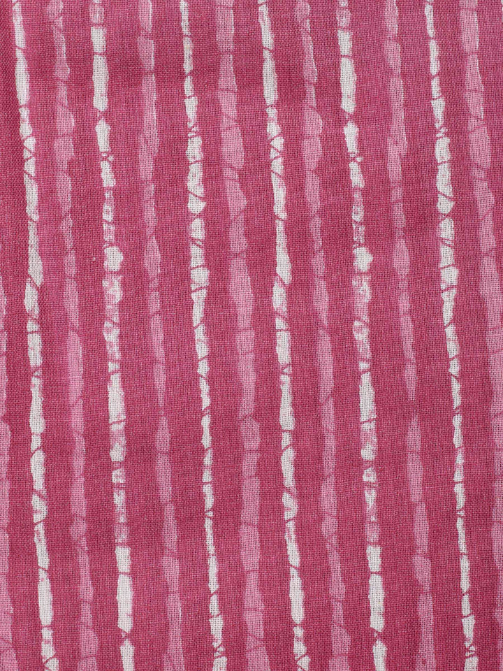Pink Printed Cotton Blend Unstitched Dress Material