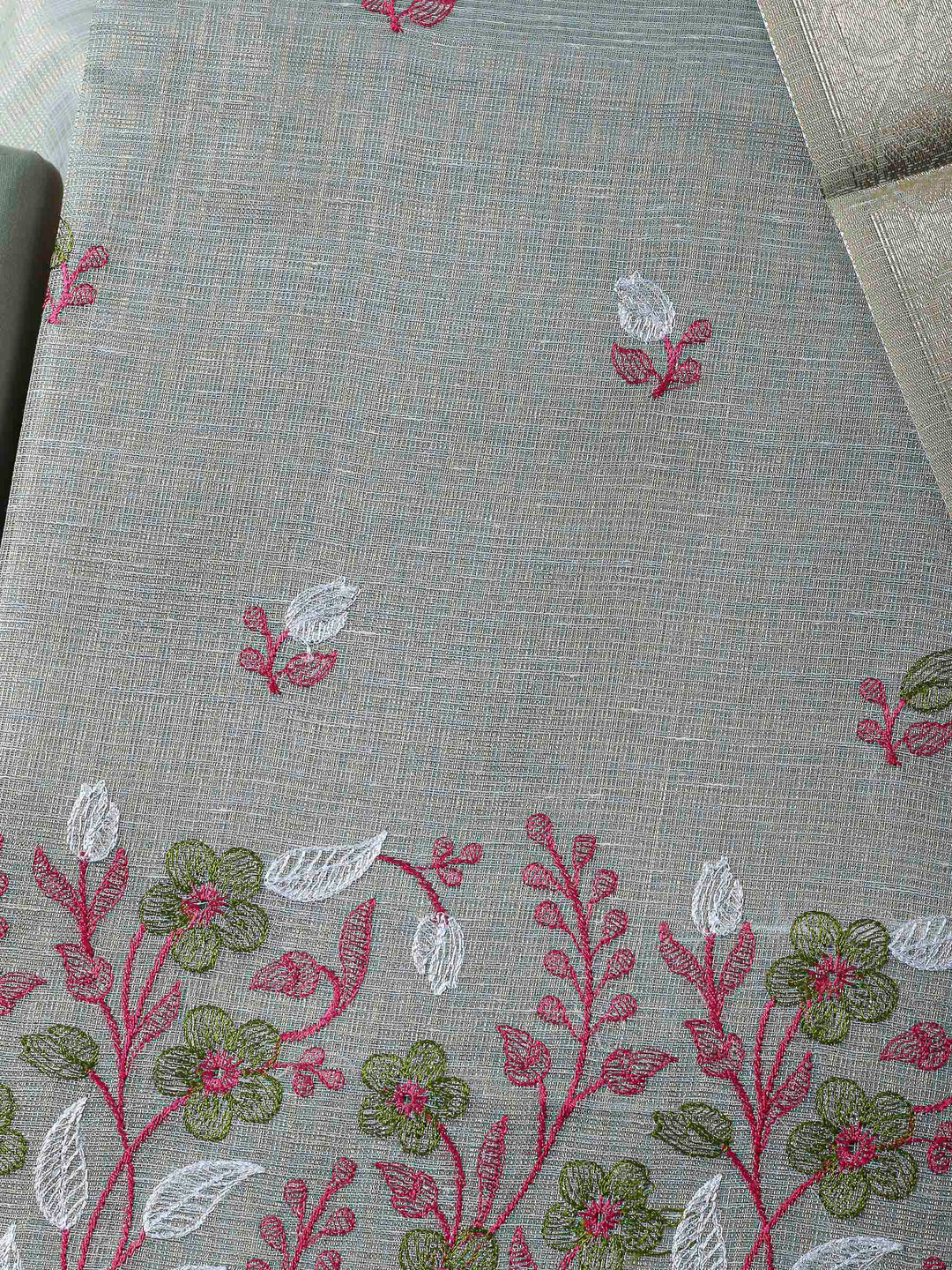 Grey Woven Design Cotton Blend Unstitched Dress Material