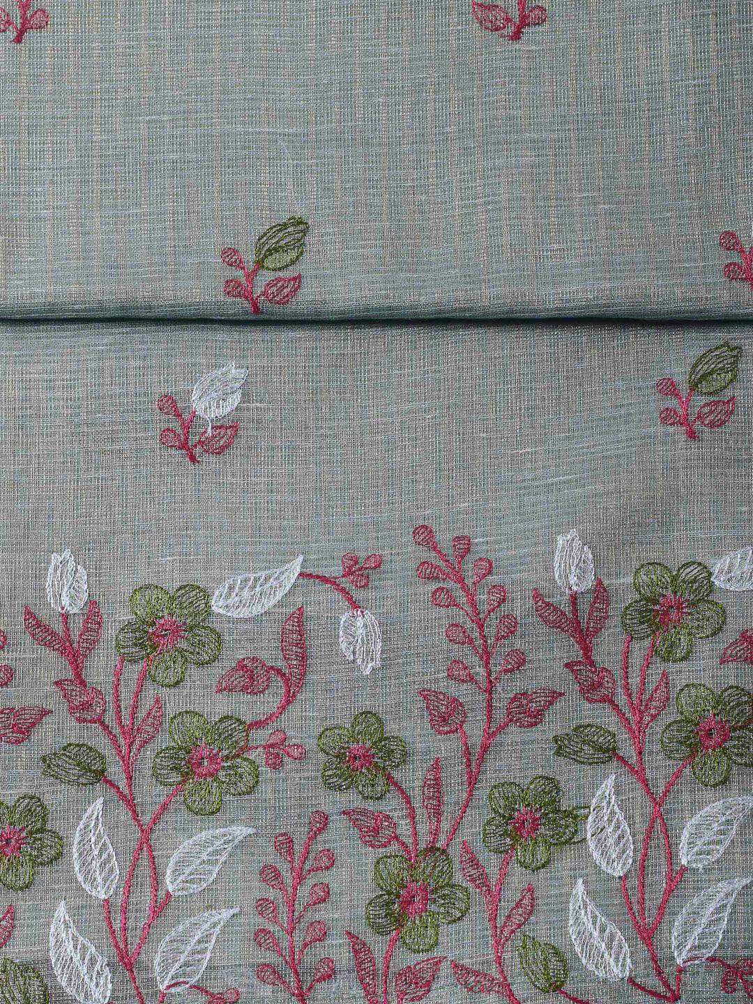 Grey Woven Design Cotton Blend Unstitched Dress Material