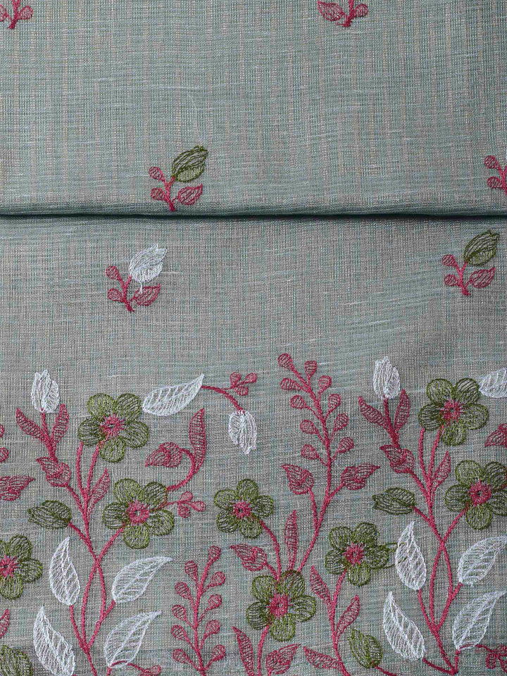Grey Woven Design Cotton Blend Unstitched Dress Material